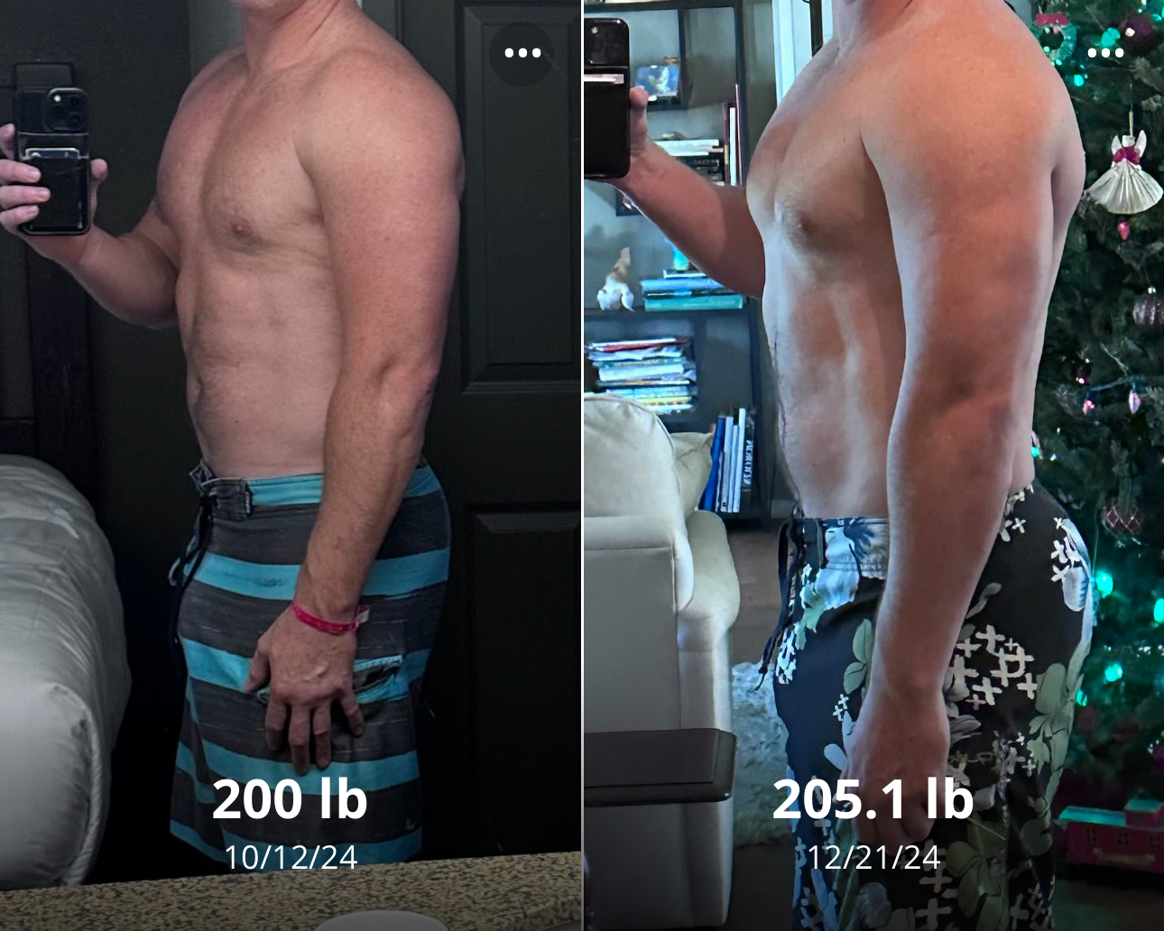 Client progress comparison shown from the side