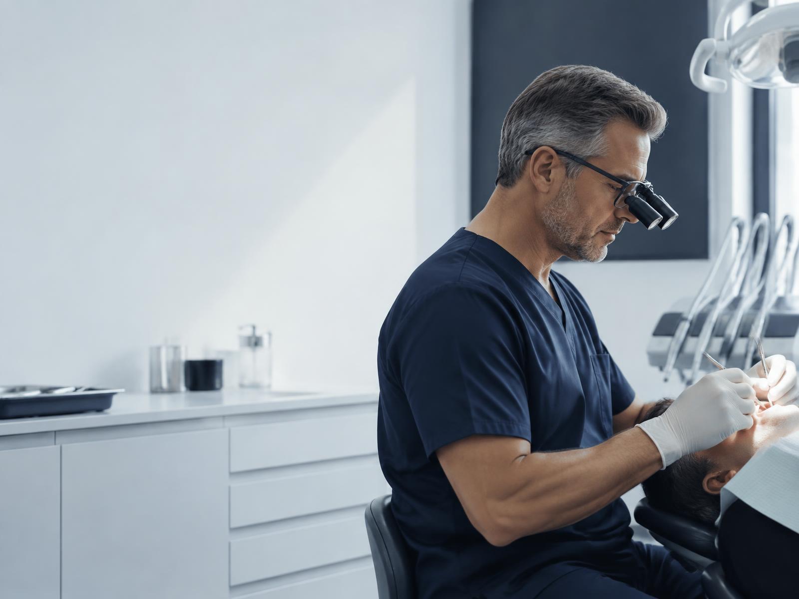 Experienced dentist focused on clinical work in a modern operatory
